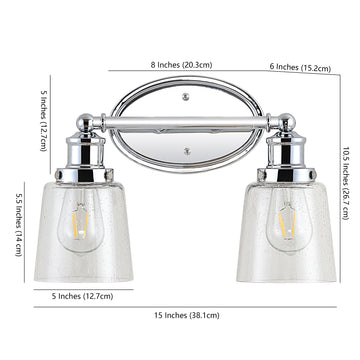 Beverly Iron/Seeded Glass Classic Cottage LED Vanity Light - JONATHAN Y